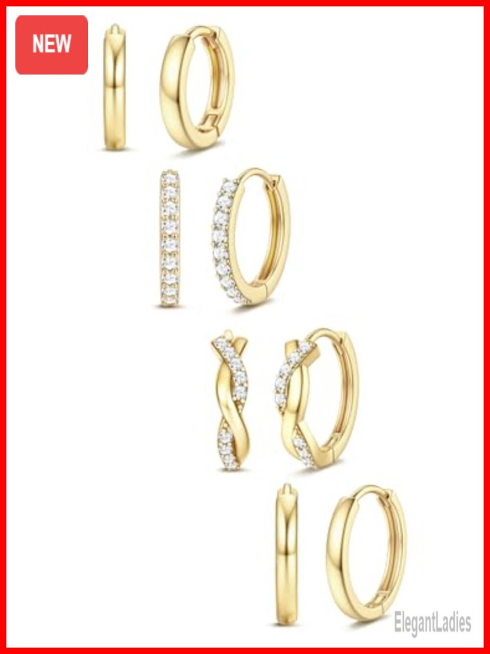 Small Gold Plated Hoop Earrings Hypoallergenic Huggie Ear Stack Set